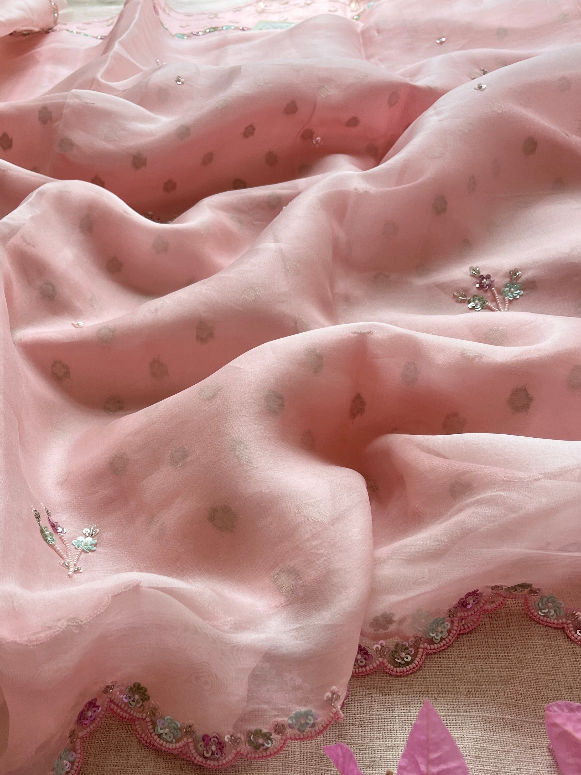 Pink Organza Saree